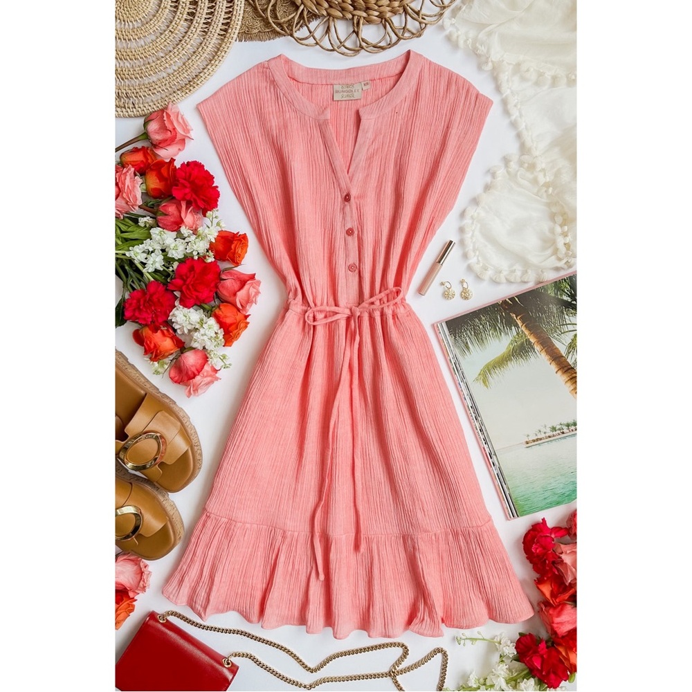 RUNGOLEE Cabo Cotton Dress in Melon Crinkle